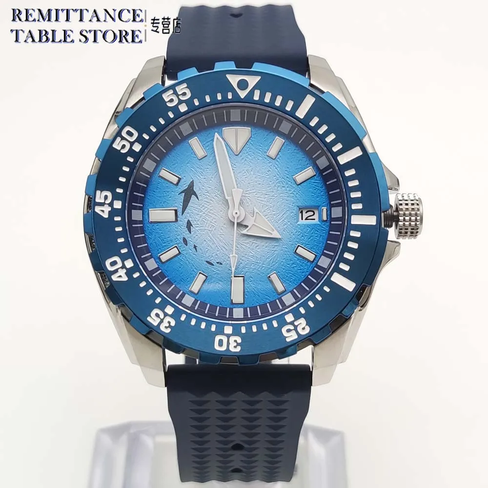 Parnsrpe 2026New NH35 Automatic Mechanical Watch Reloj Hombre 44mm Diver Style Ice Blue Dial Sapphire 316L Steel Luminous Sports