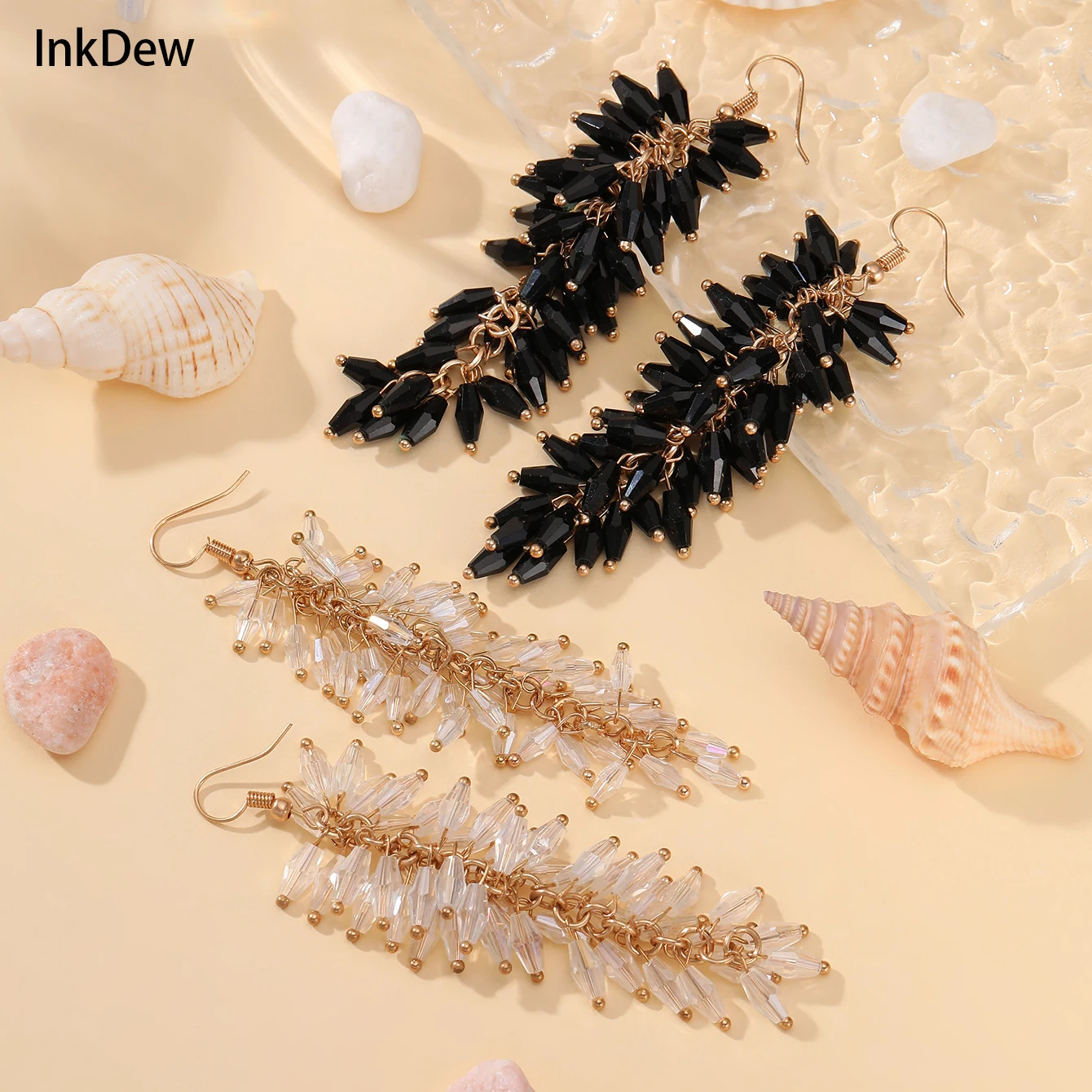 Image of INKDEW Lange Quaste Drop Ohrringe Perle Handgemachte Threading Kristall Perlen Große Ohrringe für Frauen Geschenk Mode Schmuck EA133