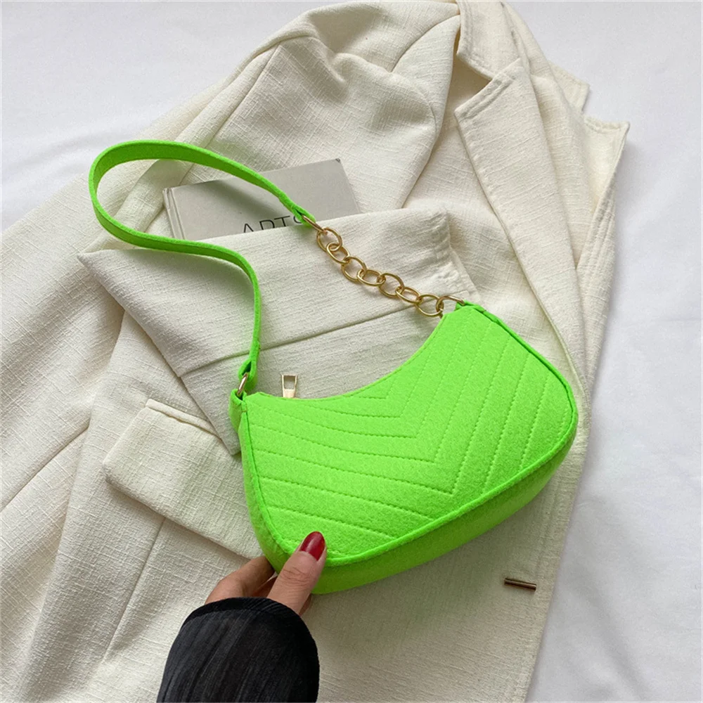 9 Colors Casual Female Men Tote Bag Mini Solid Color Shoulder Pouch Felt Chain Women Handbag Underarm Bag Messenger Bag