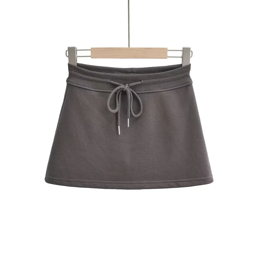 Street Style Pure Desire Short Sporty Skirt with Elastic Waist Anti-Light Black Slimming High Waist A-Line  Skirt