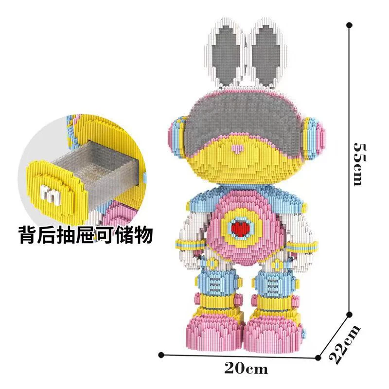 2023 New publishing trend toy violent bear series puzzle DIY stitching small particle building blocks toy decoration model gift