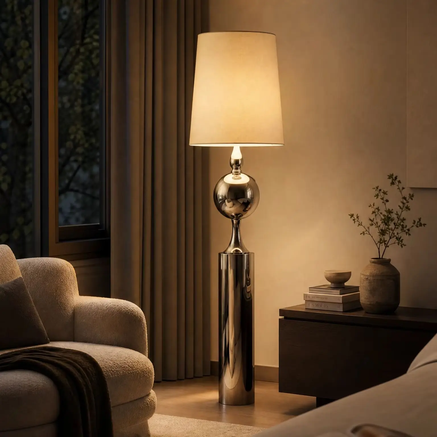 Tall Floor Lamps with 3 Color Temperatures Bulb & Adjustable Linen Shade, for Living Room, Bedroom, Office, Classroom, Dorm Room