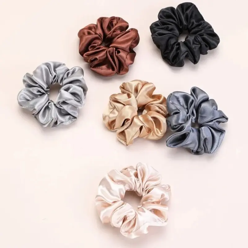 12pcs New Satin Fabric Sausage Loop Hair Rings Set Solid Colour Fabric Loop Hair Rope