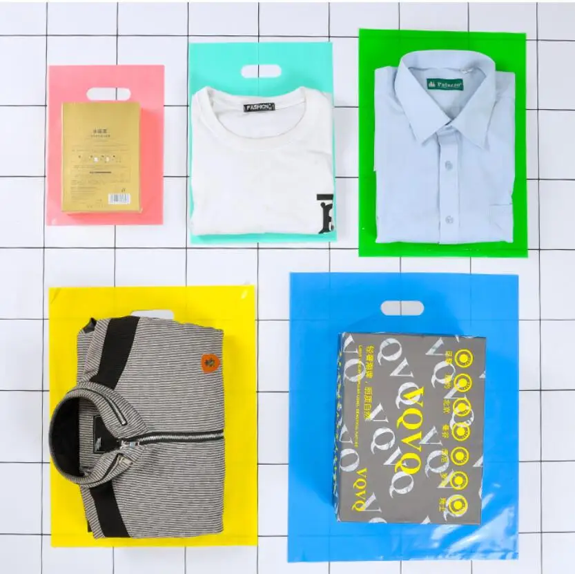 Customized Logo Shopping Bag, Portable Plastic Gift Packing Bags, Busins Customer Plastic Bag, 100Pcs