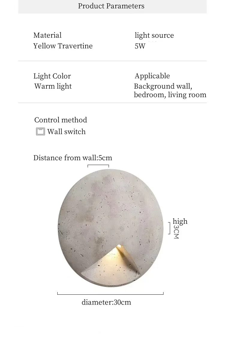 Lampada da parete in marmo naturale di lusso leggero Camera da letto Soggiorno Portico Lampada decorativa in travertino giallo