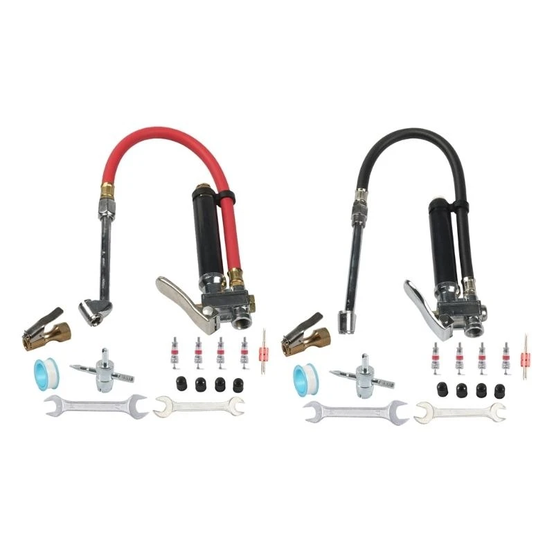 Y4UA 20-120PSI Bayonets Inflator Gauge with Hose and Straight On Chuck Wheel Tire Air Compressors