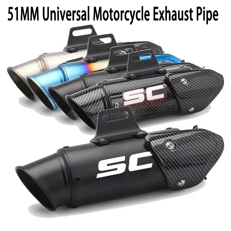 

51mm Universal Motorcycle Exhaust System Modify with Cover Project Muffler Tube For Z900 MT09 ZX6R TMAX560 CBR650F ZX25RR