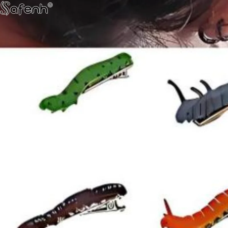 

6/12Pcs Simulation Spooky Caterpillars Hair Clip Funny Creative 3D Crawl Insect Duckbill Clip Hairpin Prank Party Hair Accessory