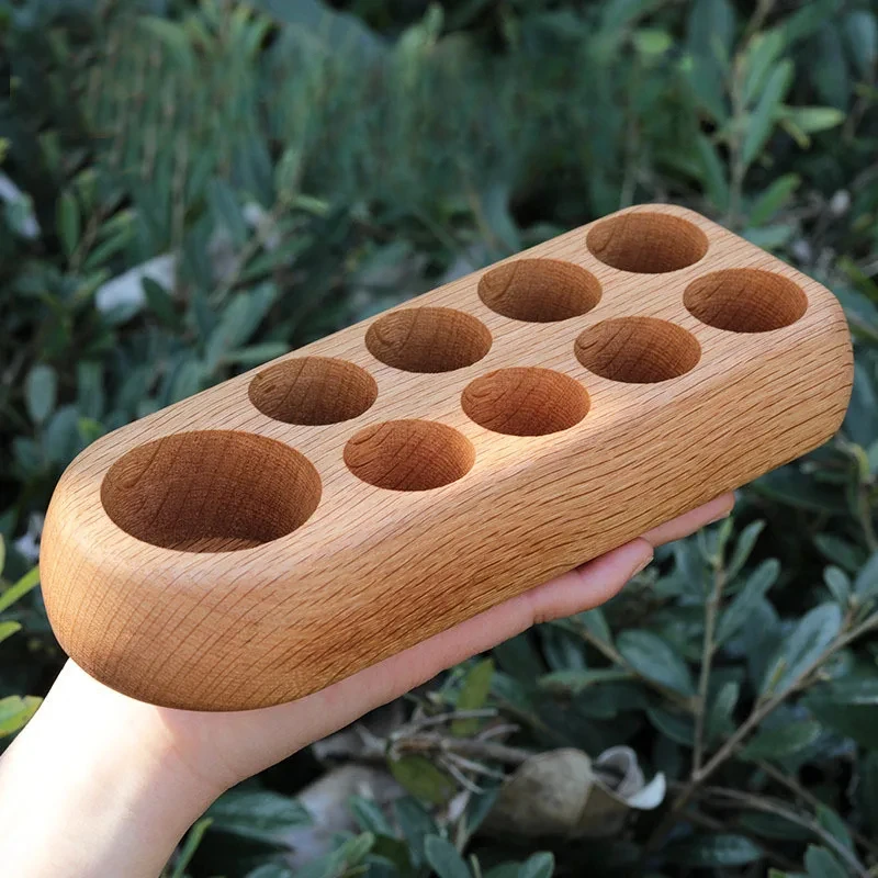 Wooden Essential Oil Display Rack 9-Slot Perfume Bottles Organizer Nail Holder Tray for Salon 5ml/10ml Cosmetic Organizer