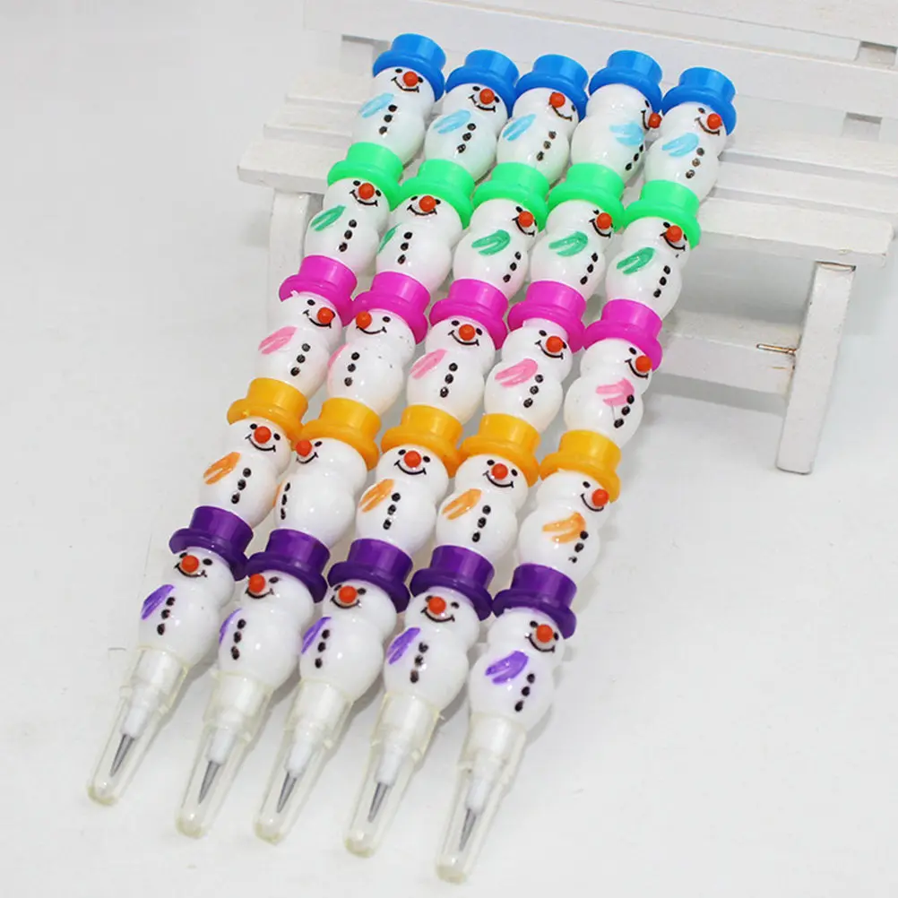 

10Pcs Removable Pencils Snowman Pattern Cute Design Kids Stationery Student Supplies Writing Drawing Coloring Supply Set