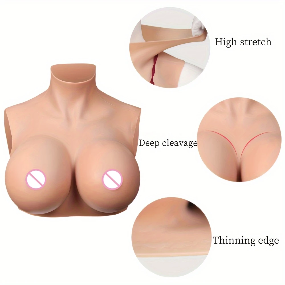 Soft and Realistic Silicone Breast Prosthesis, B/C/D/E/G Cup Teardrop Breast Shape with Authentic Touch, Suitable for Cross-D.