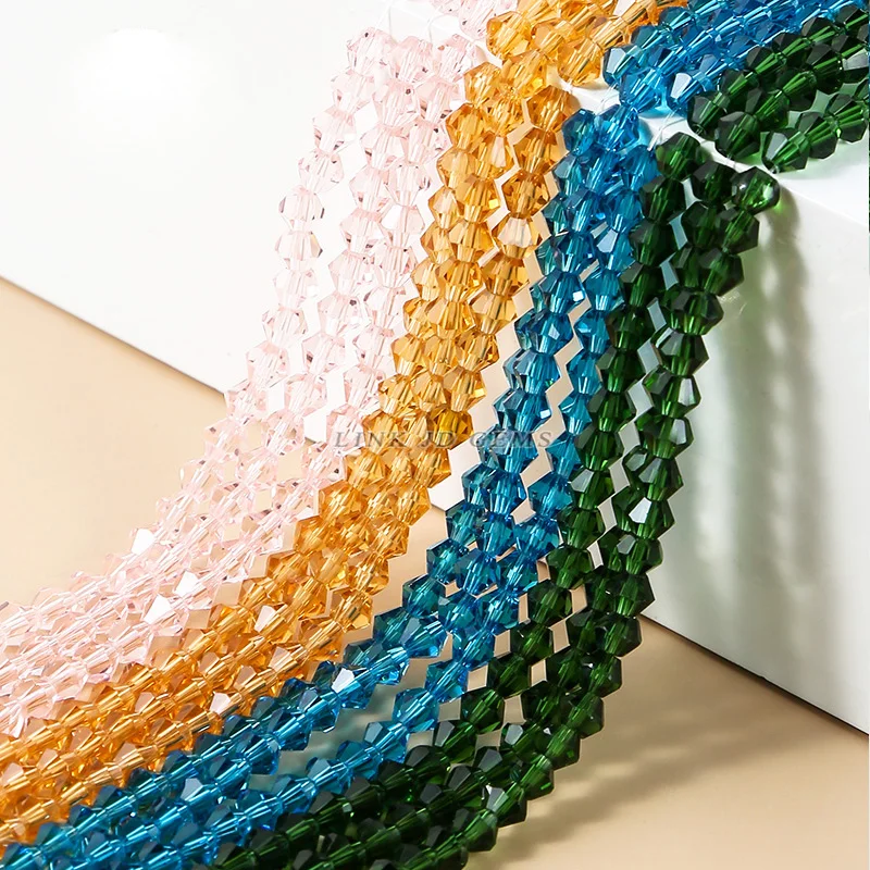 4mm 10 Strands 85pcs/strand Colors Crystal Bicone Beads Glass Pointed Loose Beads for DIY Jewelry Making Glass Handmade Beads