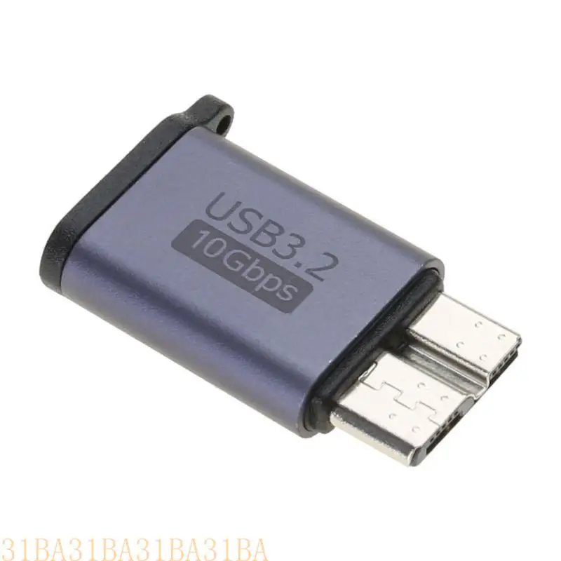 

652F Aluminum Alloy Type C/USB to MicroB Converter 10Gbps Data Sync Cable for Phones External Hard Disk Drives