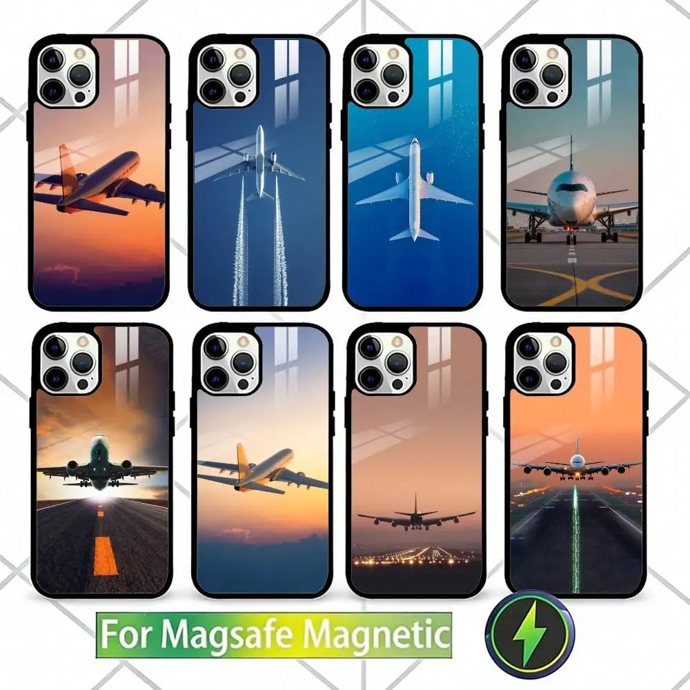 

Чехол для телефона в виде самолета для iPhone 14, 16, 15, 13, 17, 12, Plus, Pro, Max, магнитный, для Magsafe, матовый