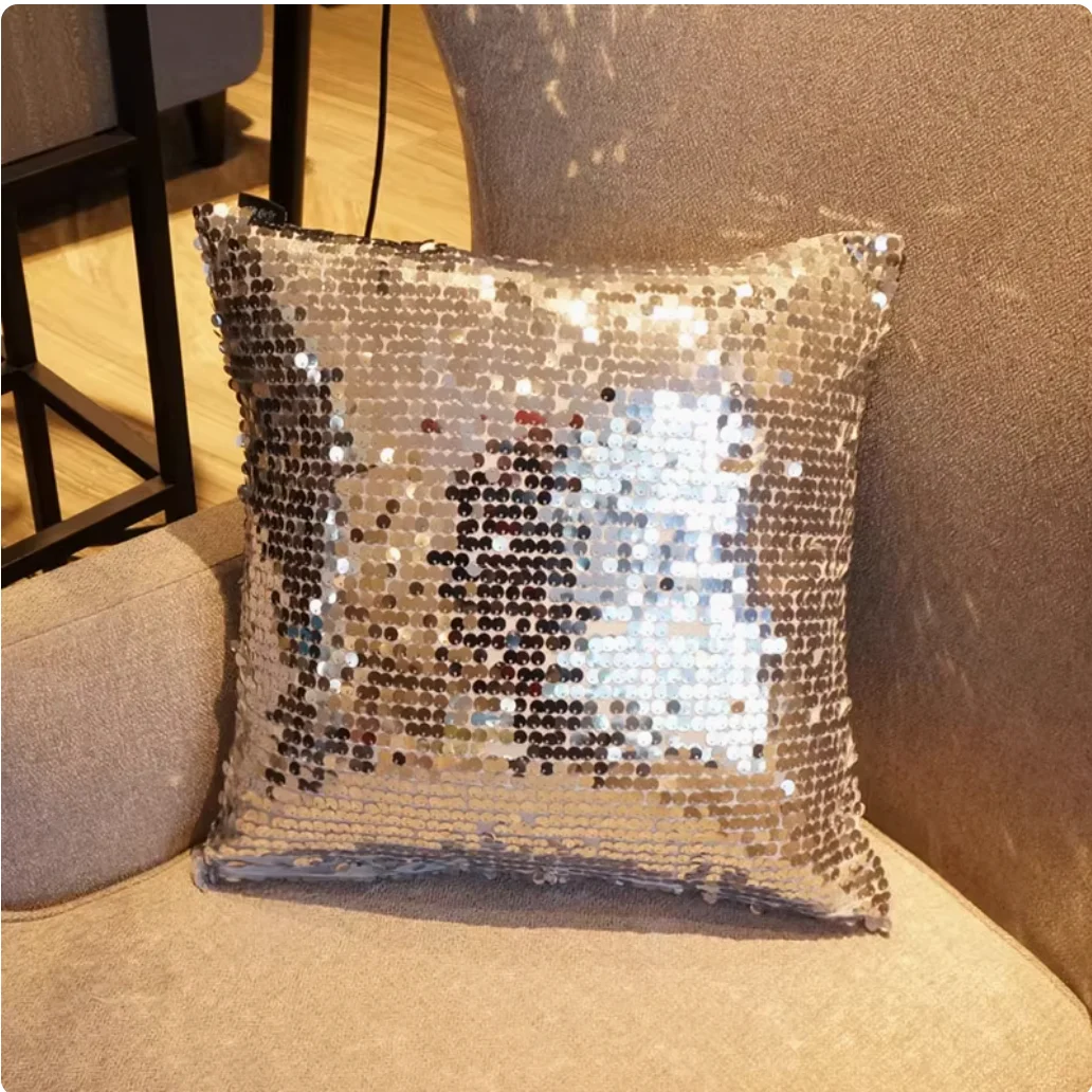 Luxury sequin light European high-end flat velvet hot pressed diamond colored sofa pillow American beige home cushion