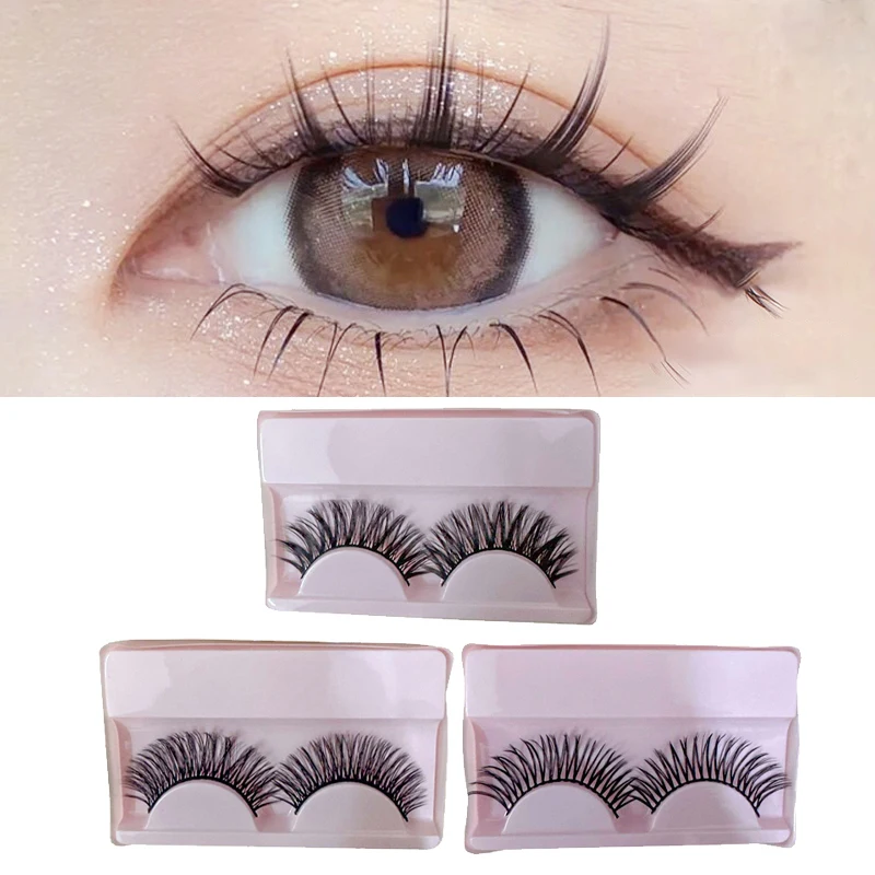 1Pair Cat Eye Lashes Faux Mink Eyelashes Natural Long Manga Lashes Winged End Eye Elongated Eyelashes Fake Lashes Makeup Tools