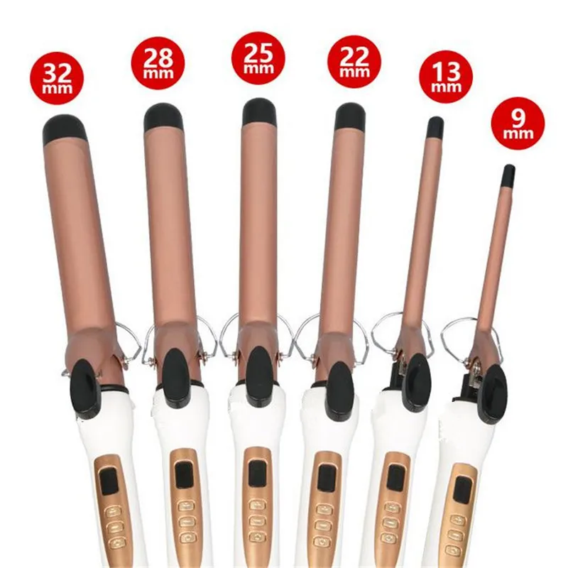 1PC Rose Gold LCD Display Hair Curler Electric Ceramic Curling Iron Roller Curls Wand Waver Hair Styling Tools Professional 2#