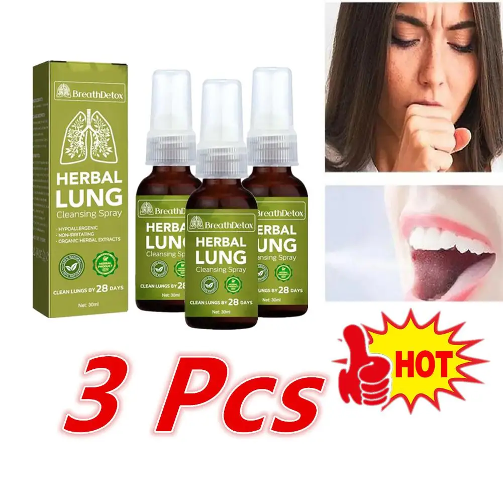 3 X Lung Herbal Cleanser Spray Smokers Clear Nasal Mist Anti Snoring Congestion Relieves Solution Clear Dry Throat Breath Spray