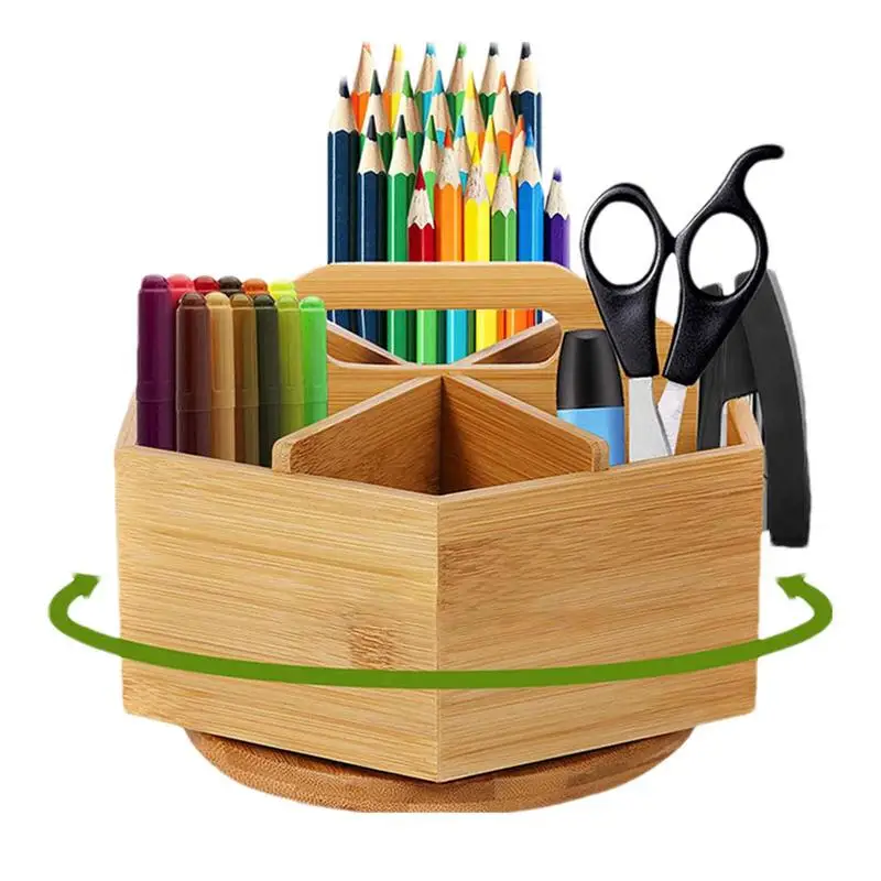 Art Supply Storage Organizer 360 Rotating Desktop Organizer With Handle Offices Classroom Study Room Stationery Holder For