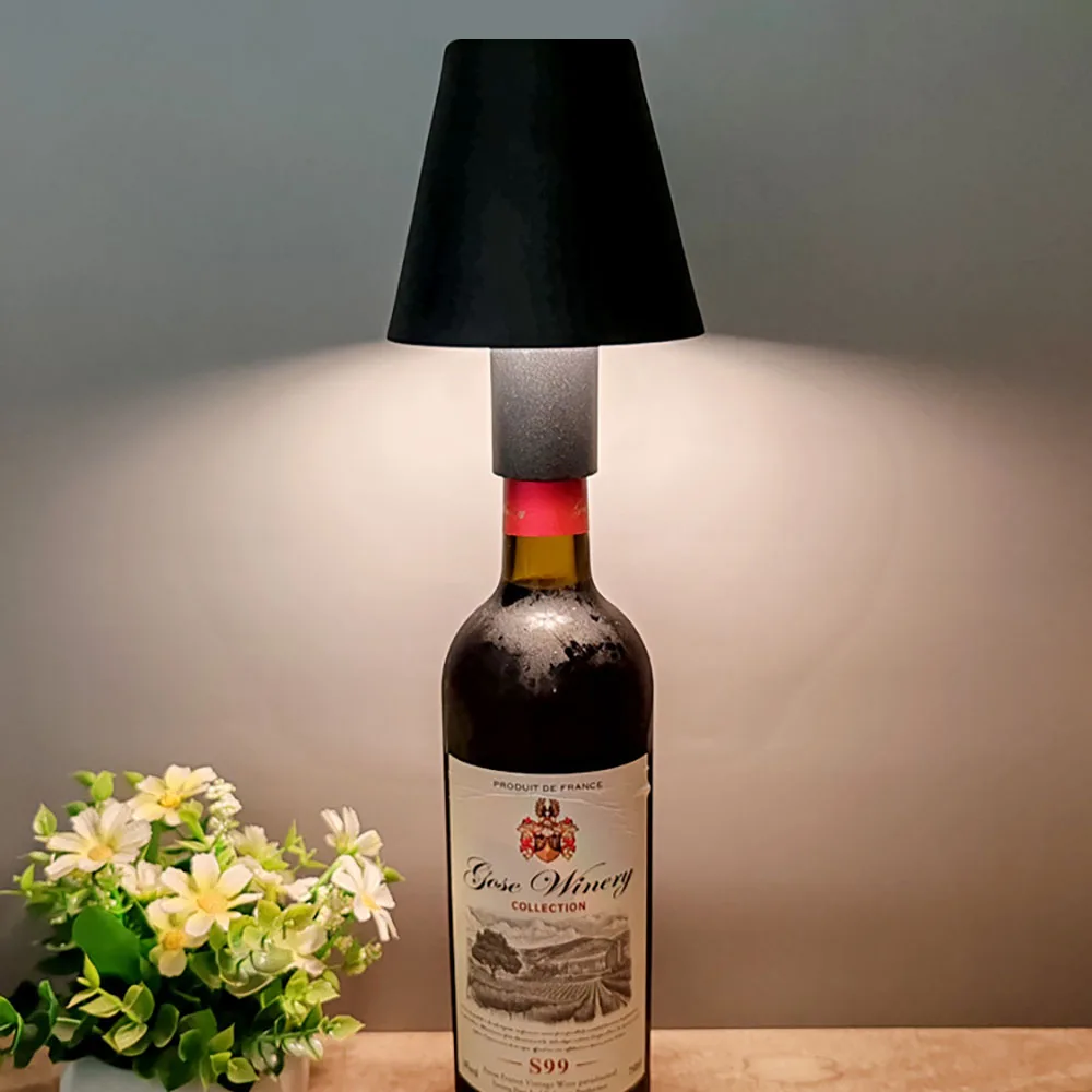 Wireless Desk Lamp LED Dimming Metal Wine Bottle Lamp Detachable Portable Charging Night Light Decorative Atmosphere Lamp