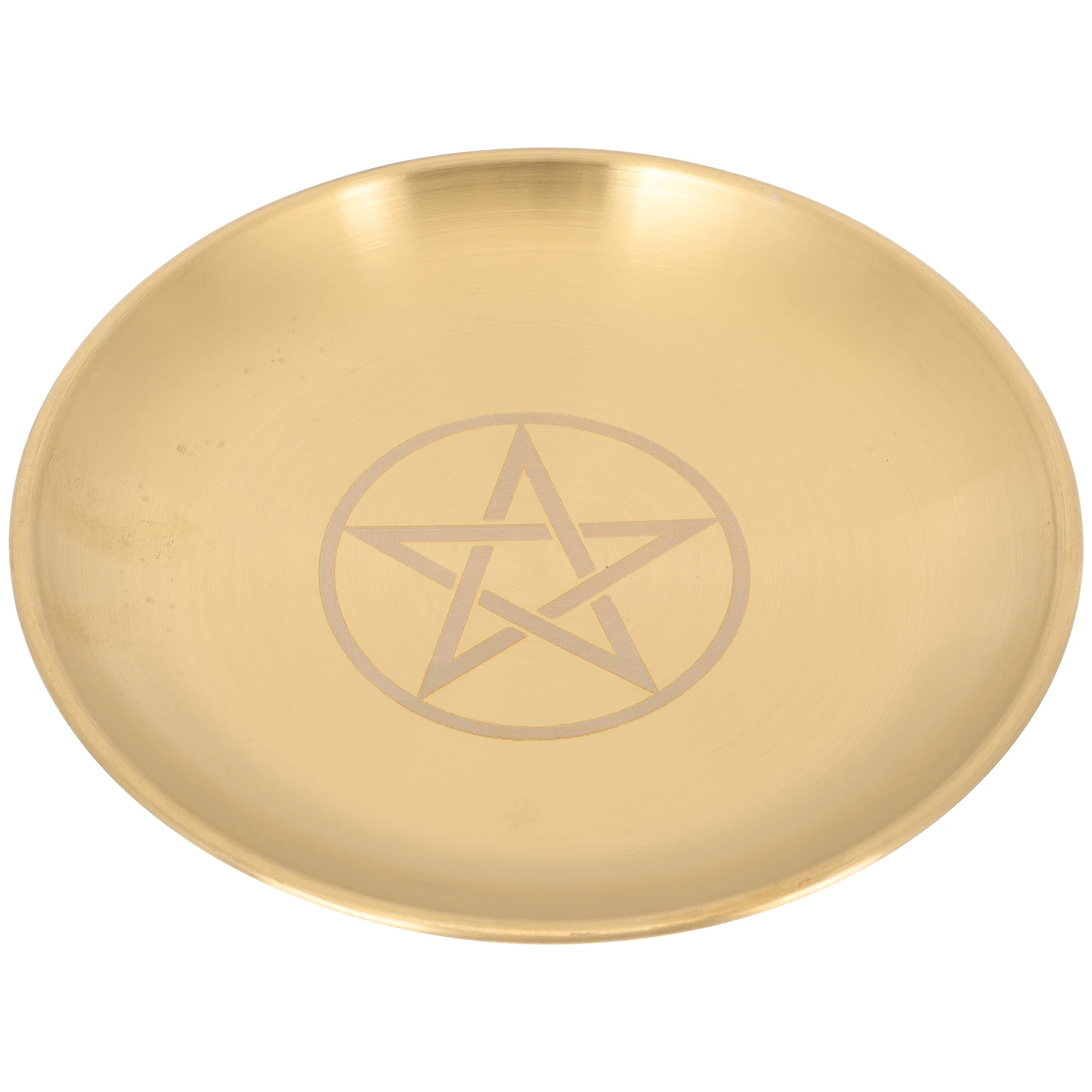 

Pentacle Gold Copper Tray for Altar Tray Candles Jewelry Altar Decor Pentagram Holder Round Shape Storage