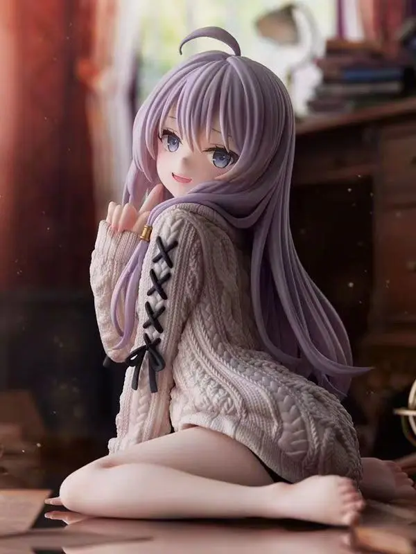 Elena Sitting Pose Anime Figure Sweater Dr Turning Head Cutie Mark Girl Desktop Ornament Japanese Animation PVC Material