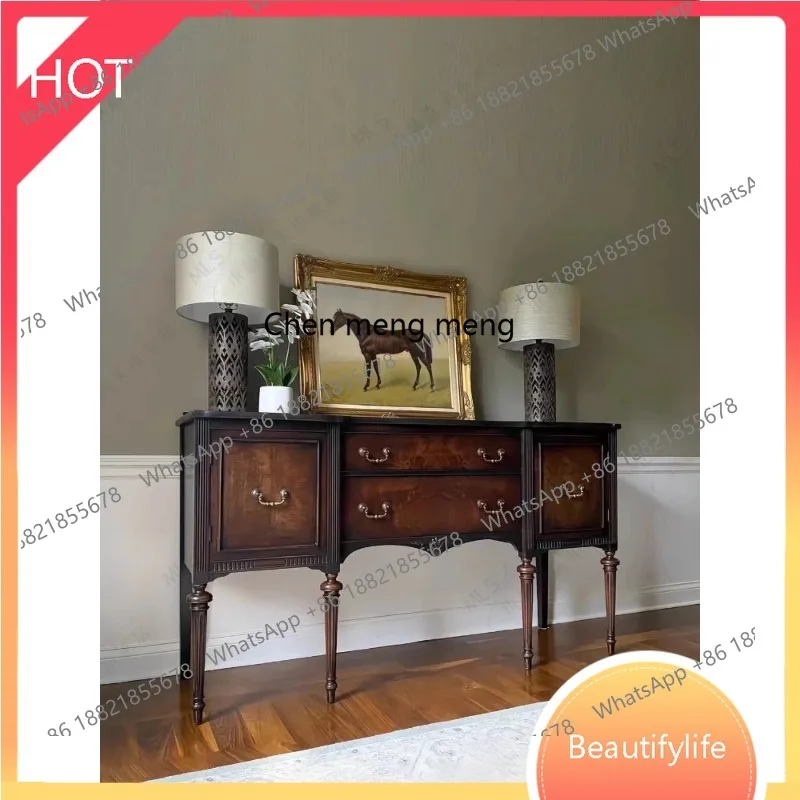 

American-Style Solid Wood Entrance Cabinet Multi-Drawer Locker Ash Wood Vintage Engraving against the Wall Curio Cabinet