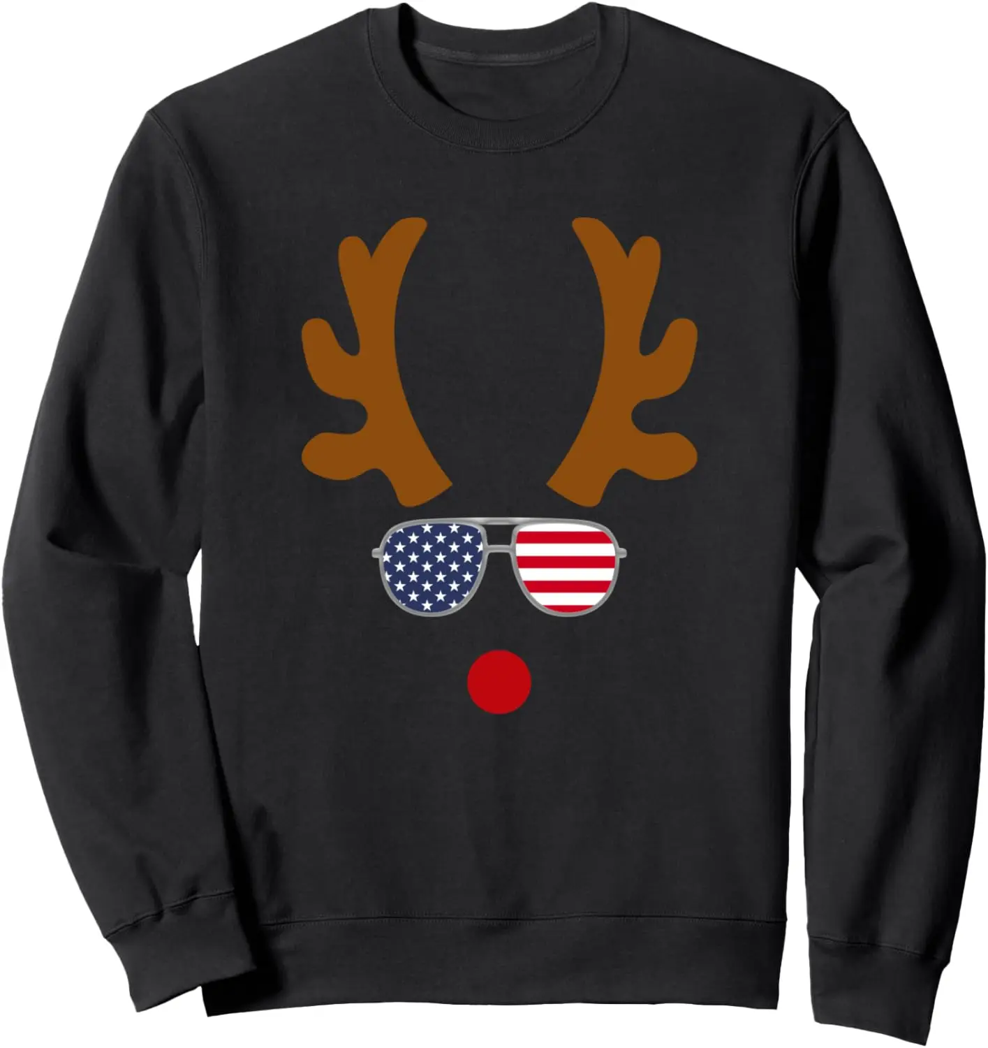 

Christmas Reindeer Us Glasses Red Nose Rudolph Decorations Sweatshirt