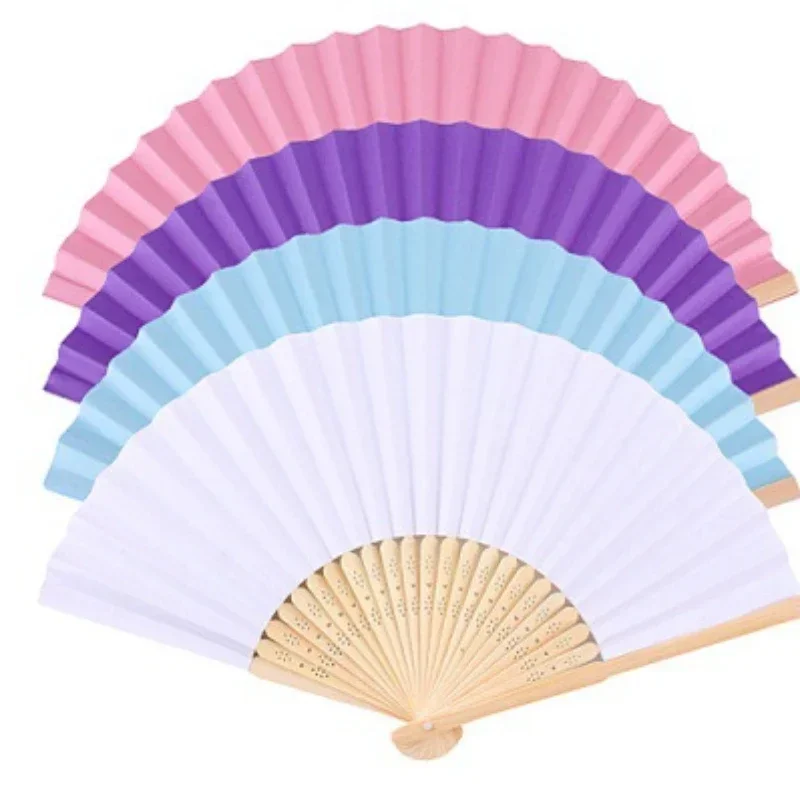 Hand Held Fan Blank White DIY Paper Bamboo Folding Fans for Practice Calligraphy Painting Fans For Wedding Party Decor Wed Gifts