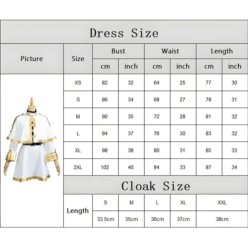 Sousou No Frieren Cosplay Costume Wig Shoes Anime Magician Dress Elf Ear Halloween Party Charistmas for Women Girls