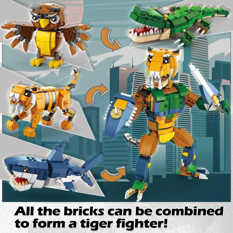 

Mecha Transformable 4-in-1 Building Blocks Set, STEM Educational Toy, Creative 3D Puzzle, Ideal Gift for Boys & Kids