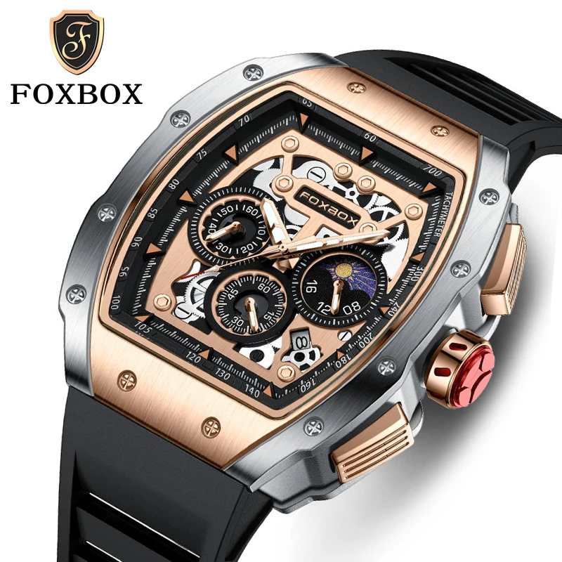 Lige Mannen Horloge Foxbox Merk Luxe Waterdichte Quartz Polshorloge Voor Mannen Date Sport Siliconen Klok Mannelijke Horloges Relogio Masculino