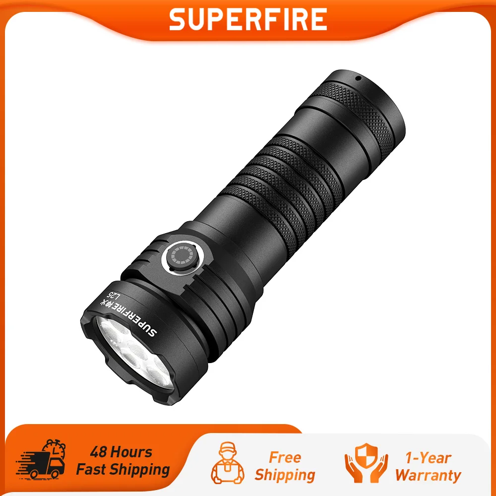SUPERFIRE L25 Rechargeable led flashlight High Power 3700LM Super Bright Small Torch Emergency Tactical Camping Fishing Light