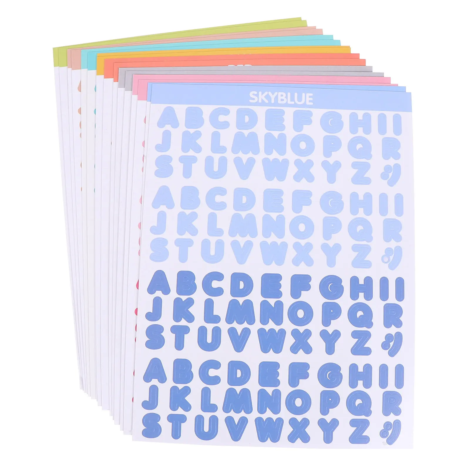16 Sheets Calligraphy Alphabet Stickers Aesthetic Scrapbook Cursive Letter Color Bubble Colorful