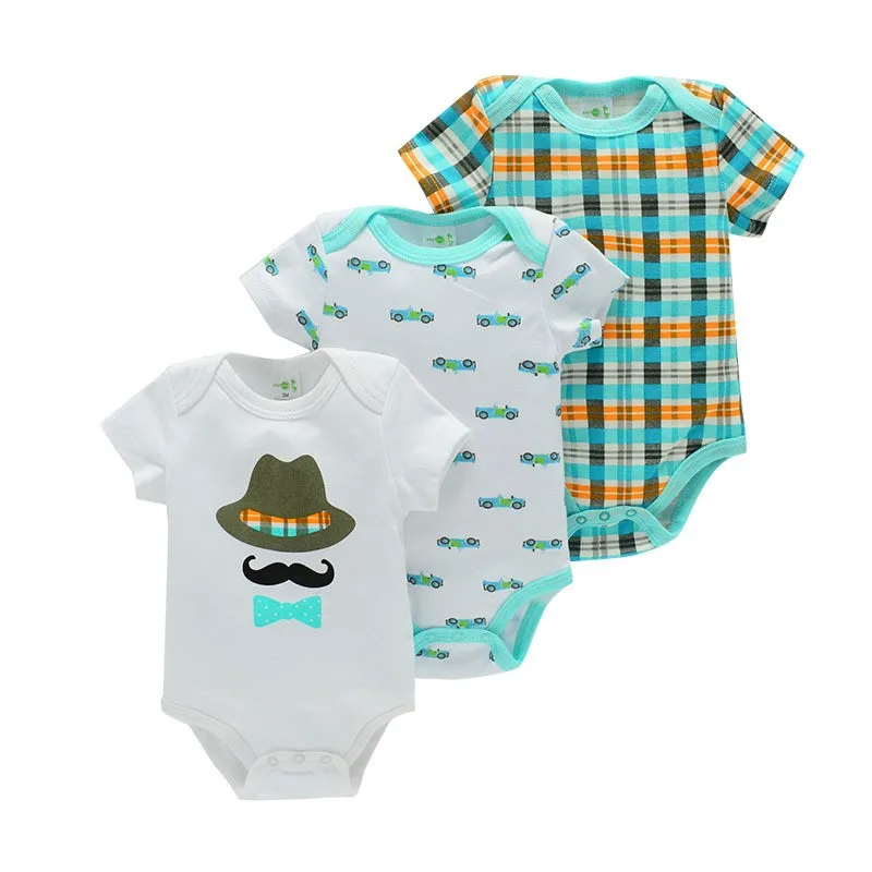 Baby Triangular Crawl Onesies Infantil Jumpsuit Kids Clothes Short Summer Sleeve Version Newborn Children Clothing 3pc/set