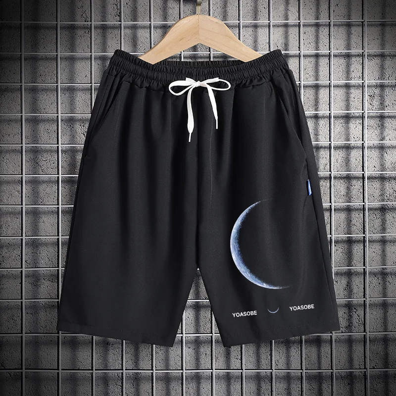 

Men's Ice Silk orts Summer Casual Spor Beachwear Five-Quarter Length Loose Fit Youthful And Sli for Teenagers And Stu...