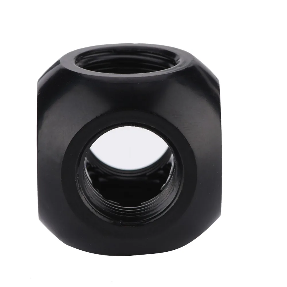 Durable G1/4 Metal Spherical Tube Fitting 4-way Black/Silver Spherical Tube Connector PC Water Cooling PC Water Cooling