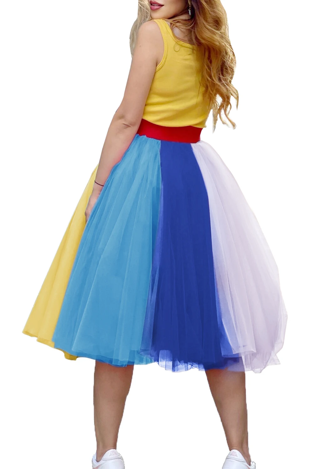 Babyonlinedress Women's A Line Colorful Long Maxi Tutu Tulle Party Skirts Vintage Elastic High Waist Long Party Beach Dresses