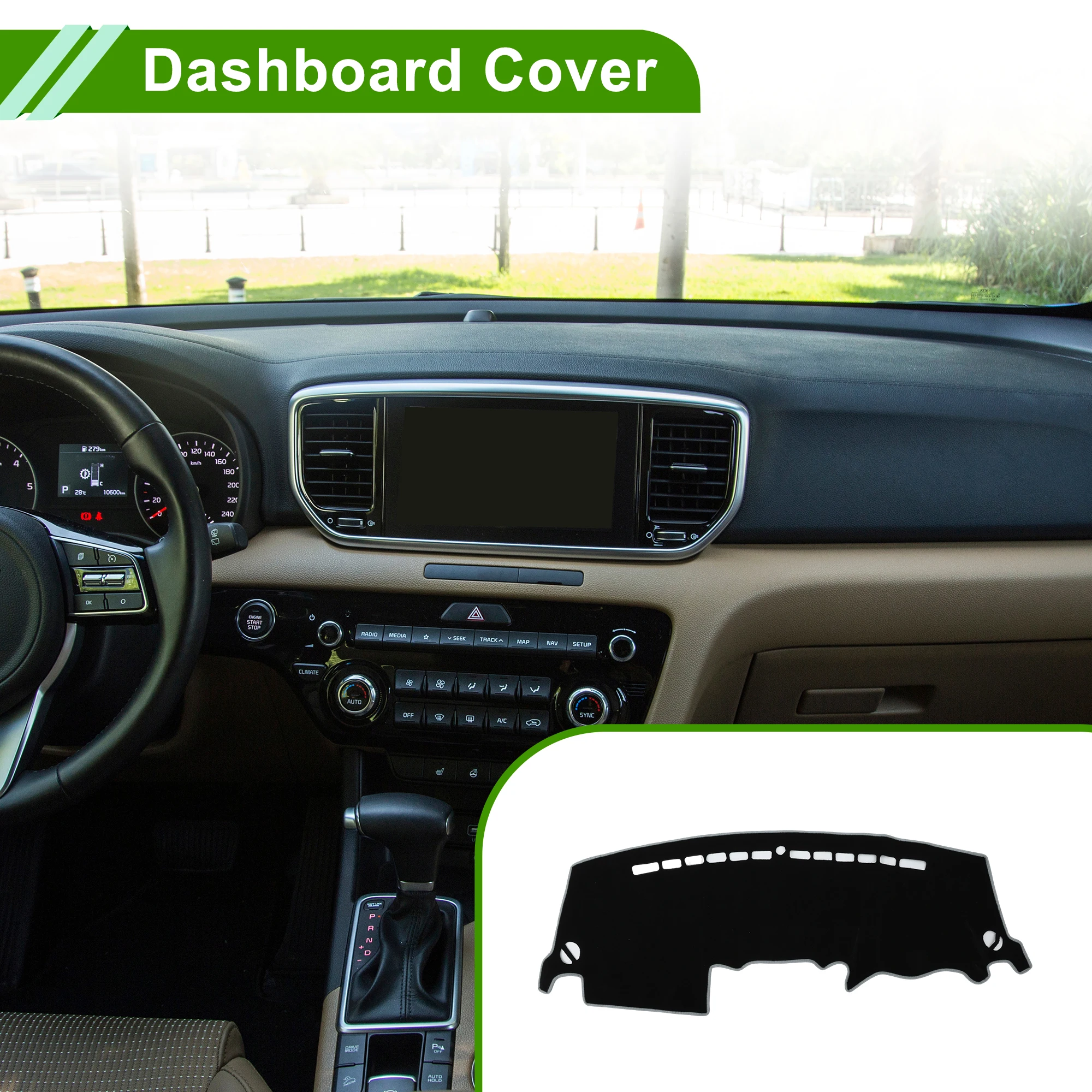 

UXCELL Dashboard Cover for Kia Sportage R 2011-2016 Polyester Black Gray 1 Pc