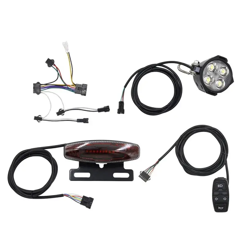 

Dropship-E-Bike Front Rear LED Light Set With Horn Headlight Switch Bike Rack Lamp Electric Bicycle Turn Tail Light