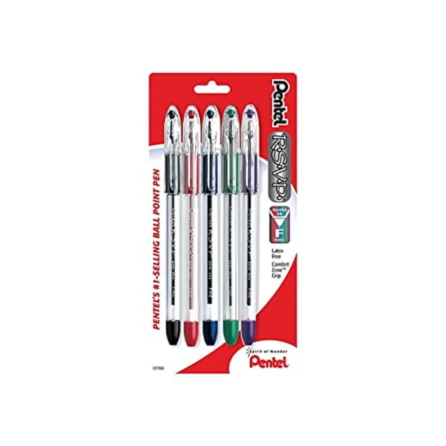 

RSVP Ballpoint Pen, Fine Line, 0.7mm,Assorted Ink, Pack of 5 (BK90BP5M)