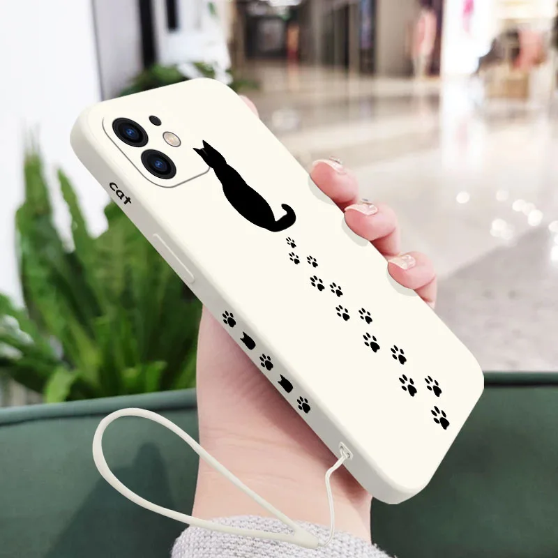 Cat Footprints Phone Case For Samsung A54 A34 A73 A53 A33 A23 A14 A13 A03 A03S A04 A04S A04E A72 A52 A52S A32 A22 A71 A51 4G 5G