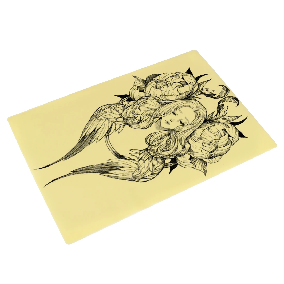 Pre Printed Tattoo Practice Skin Yellow Silicone Double Layer Thick Large Size Fake Skin for Tattoo Beginners Lining Shading