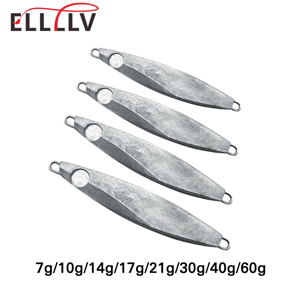 Elllv 20pcs Blank Metal Jig Bait Weight 7g-30g Trolling Unpainted Body Hard Bait Sea Bass Trout Fishing Tackle Diving Lure