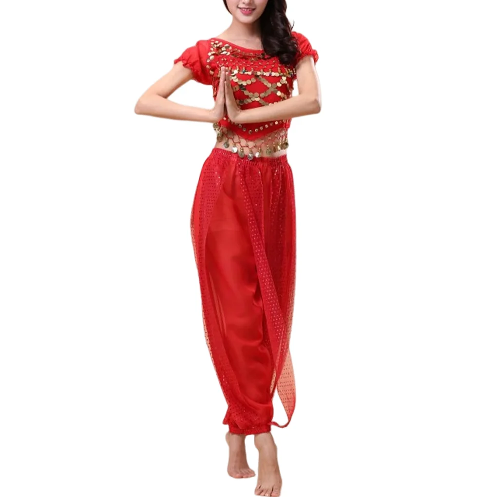 

Indian Belly Dance Pants Dancing Back Top Costume Set Fashionable