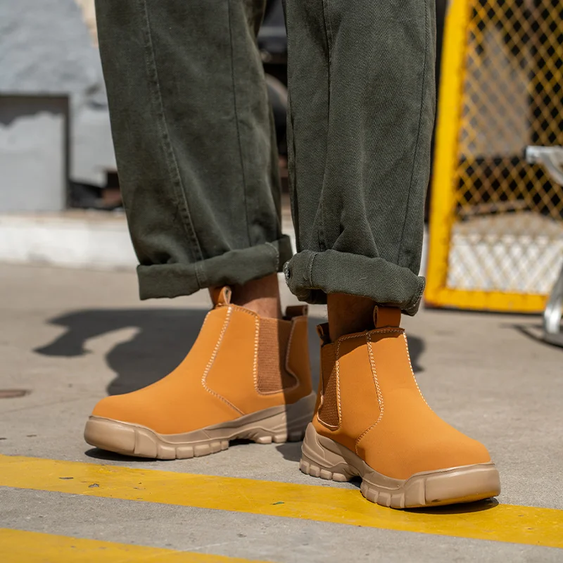 Waterproof Steel Toe Safety Shoes Men, Anti-Puncture Anti-Smash Non Slip Industrial Work Boots Lightweight Protective Boots