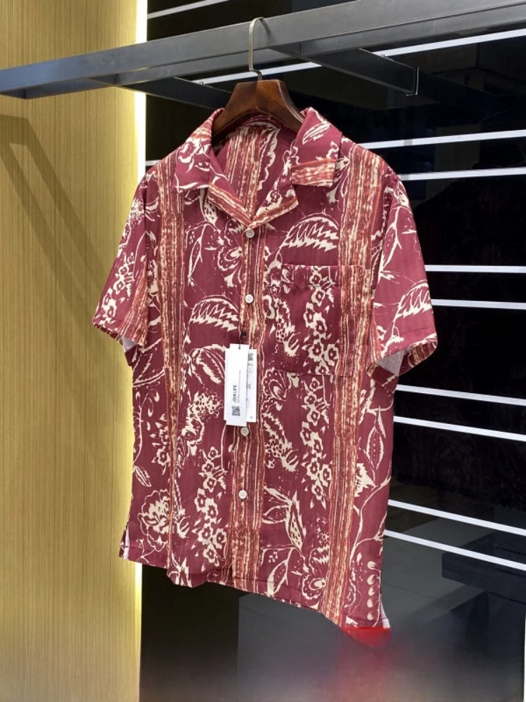 

Hawaii Vacation Style! Cuban Collar Design! Summer Men's Loose Breathable Print Short Sleeve Shirt Casual Fashion Urban Style