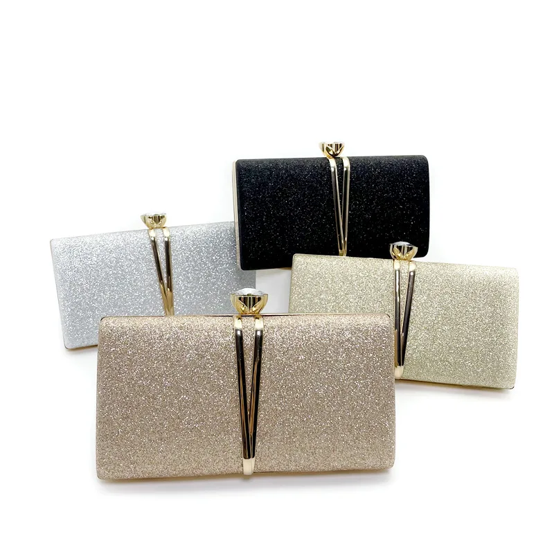 Shiny Glitter Evening Clutch Bag Women Wedding Purse Party Banquet Handbag Lady Elegant Daily Club Chain Crossbody Shoulder Bag