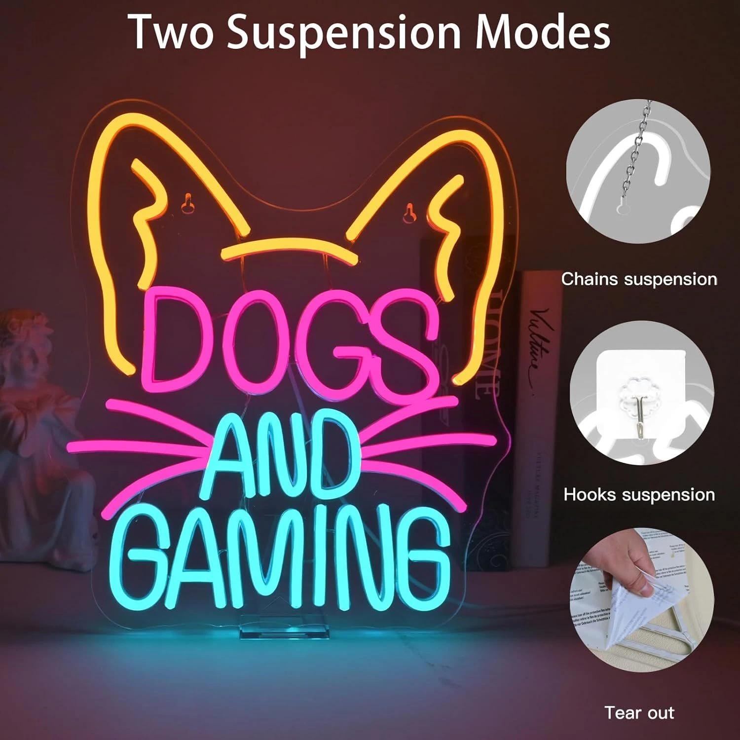 Sinal de néon para amantes de cães, arte de parede led personalizada para sala de jogos de animais de estimação e caverna de homem, alimentado por usb regulável, decoração de cachorro engraçada, presente personalizável