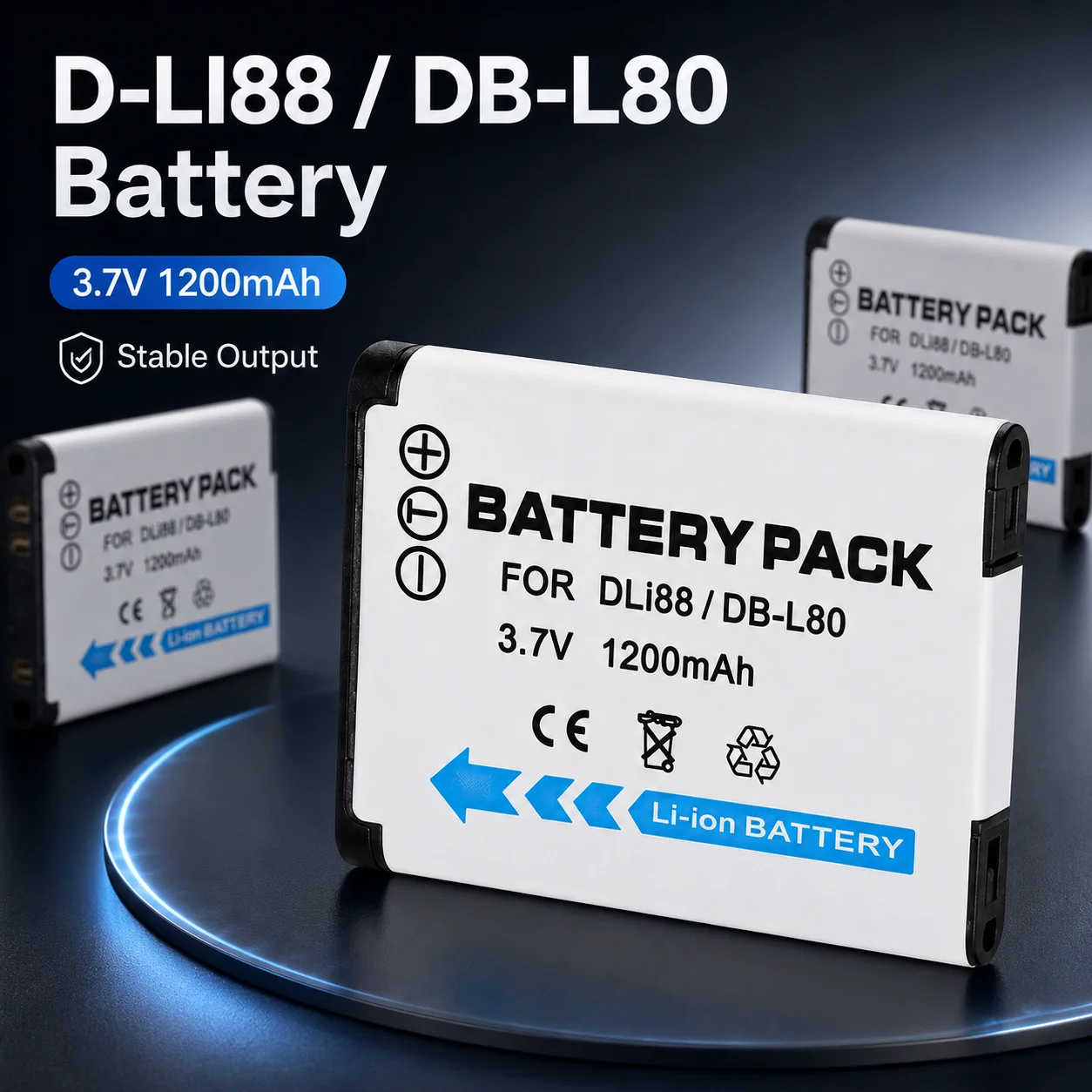 

Replacement D-LI88 DB-L80 1200mAh Battery Compatible with Sanyo VPC-CG10 Pentax Optio P70 H90 W90 WS80
